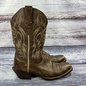 Ariat Legend Spirit Brown Leather Cross Studded Square Toe Western Boots Size 10